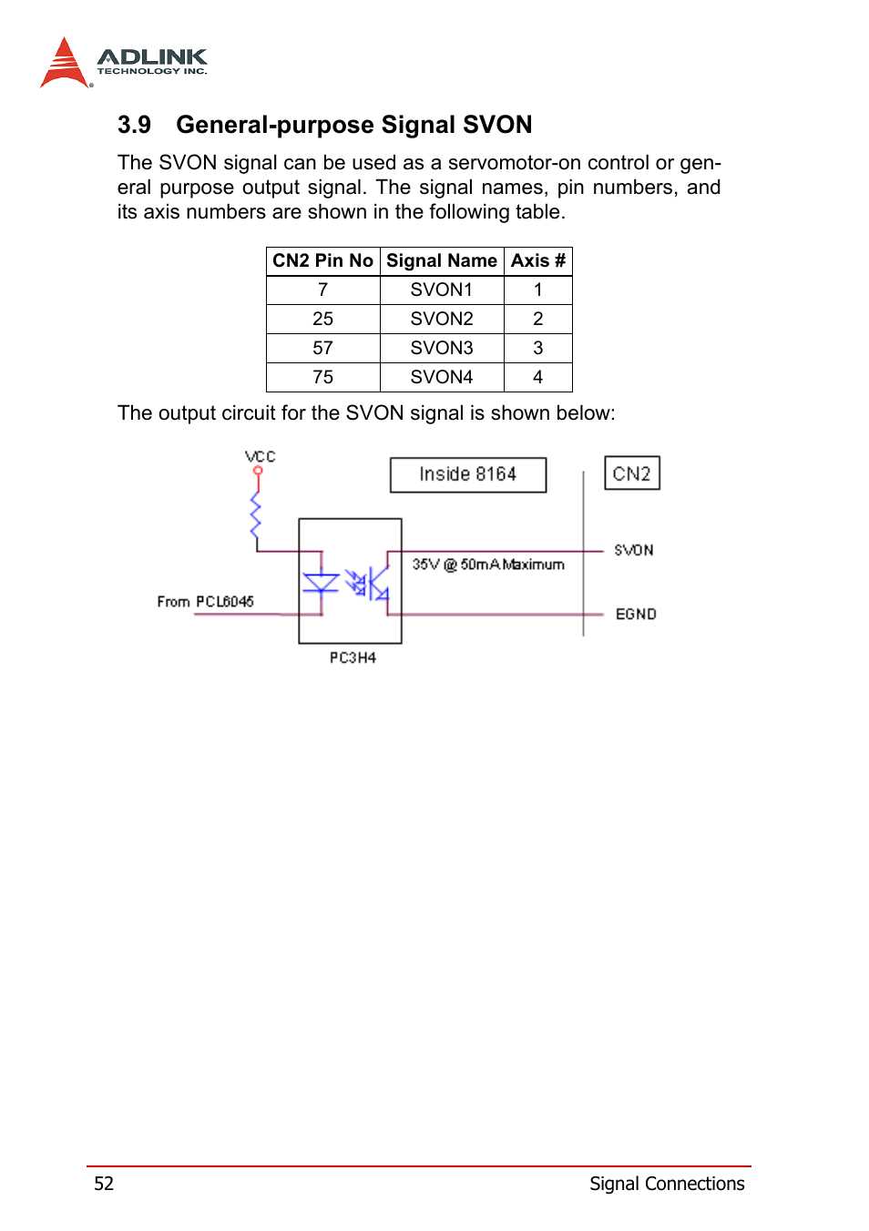 9 general-purpose signal svon, General-purpose signal svon | ADLINK PCI-8164 User Manual | Page 64 / 310