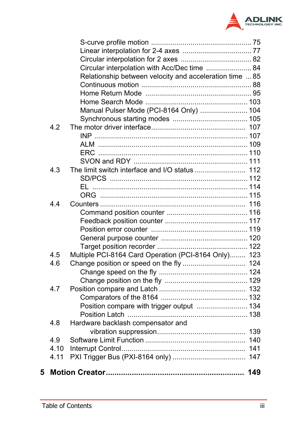 ADLINK PCI-8164 User Manual | Page 7 / 310