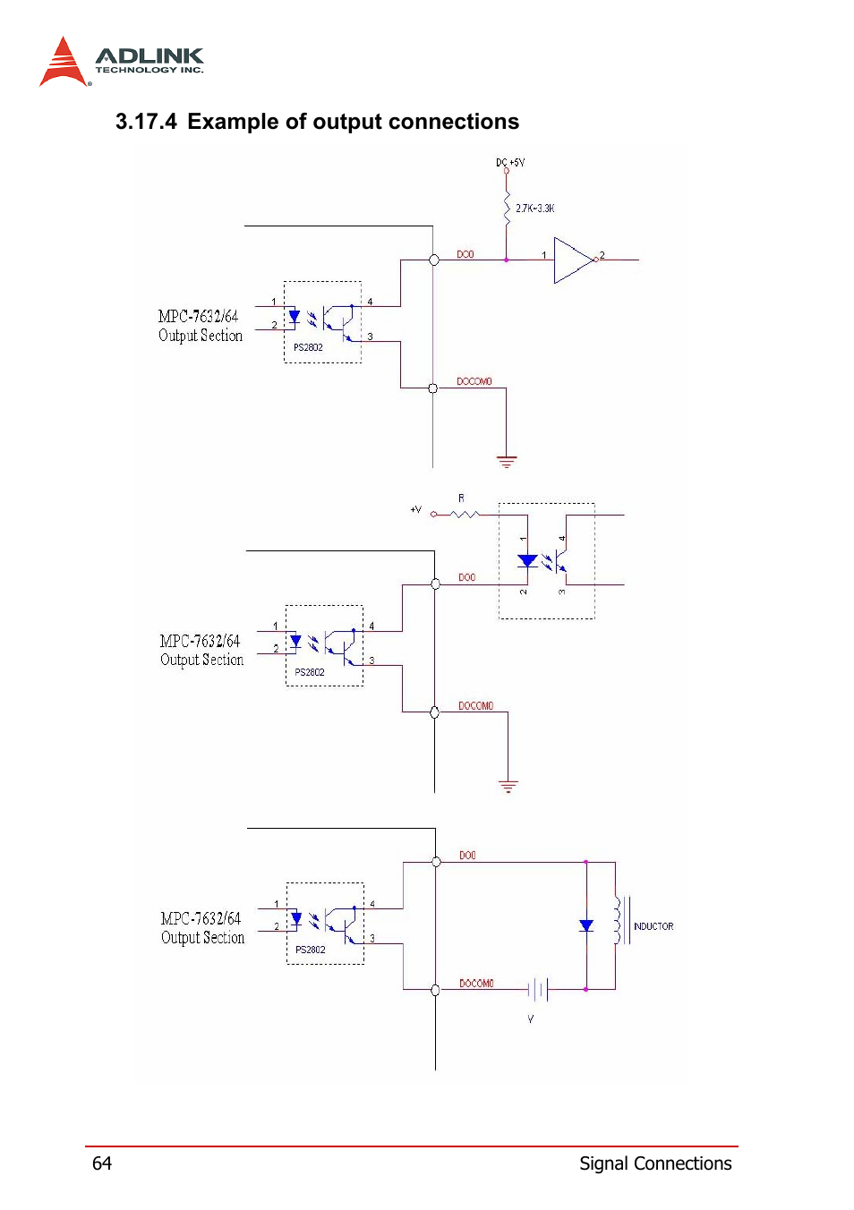 4 example of output connections, Example of output connections | ADLINK PCI-8164 User Manual | Page 76 / 310