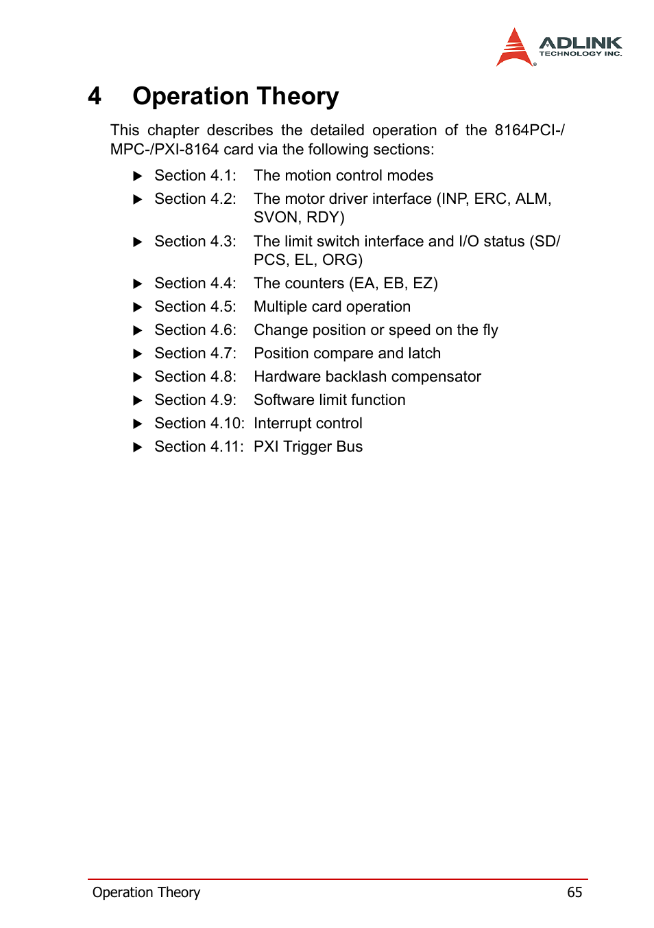 4 operation theory, 4operation theory | ADLINK PCI-8164 User Manual | Page 77 / 310