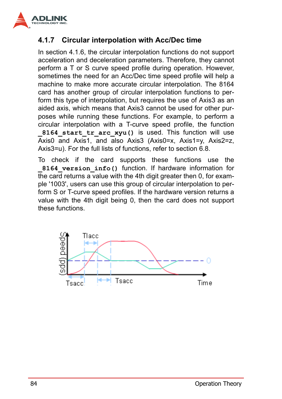 7 circular interpolation with acc/dec time, Circular interpolation with acc/dec time | ADLINK PCI-8164 User Manual | Page 96 / 310