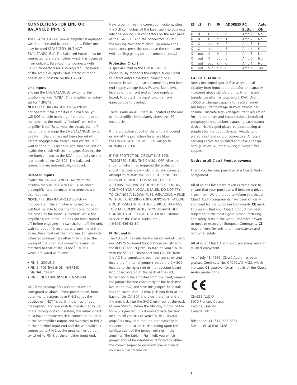 Classe Audio CA-301 User Manual | Page 5 / 20