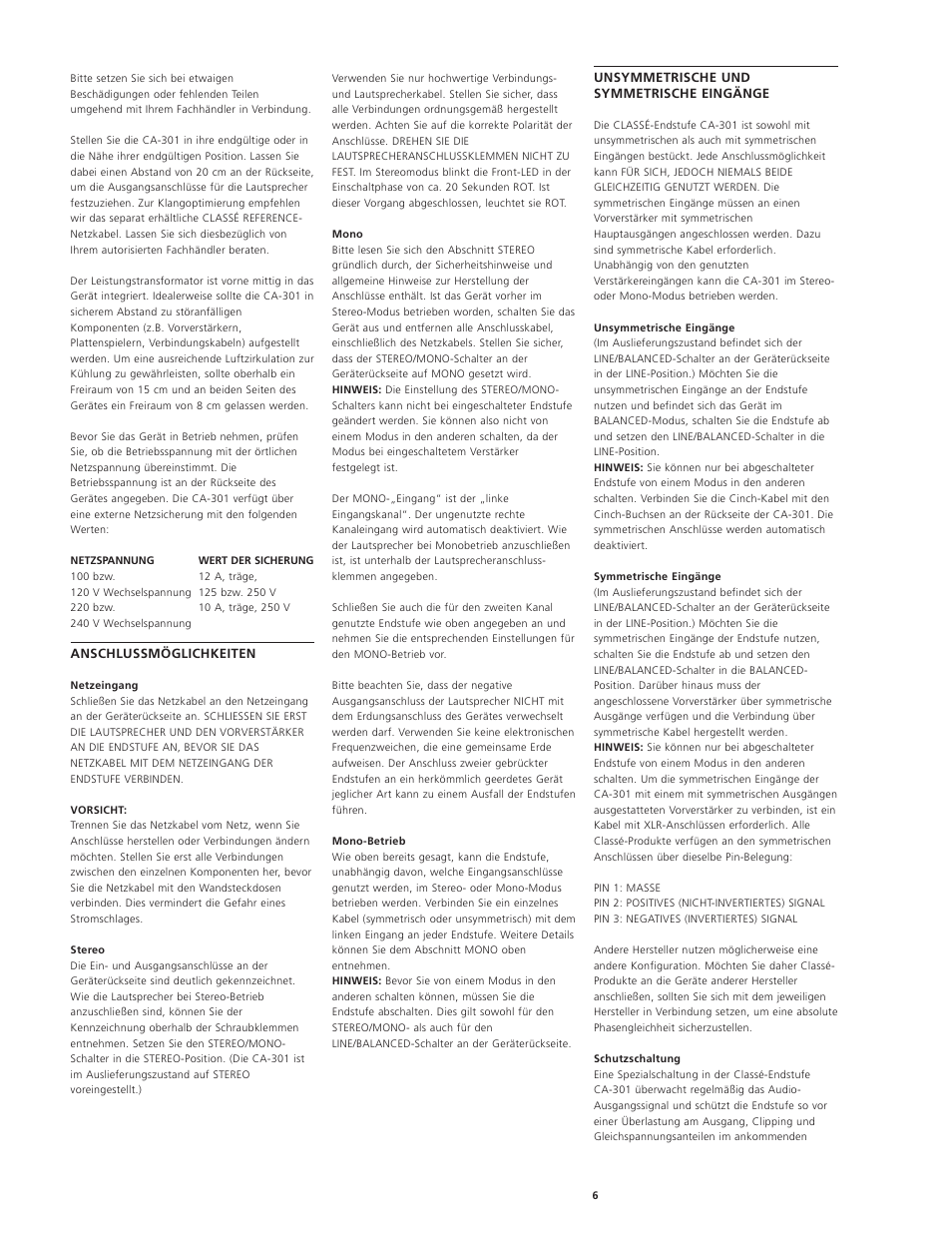 Classe Audio CA-301 User Manual | Page 9 / 20