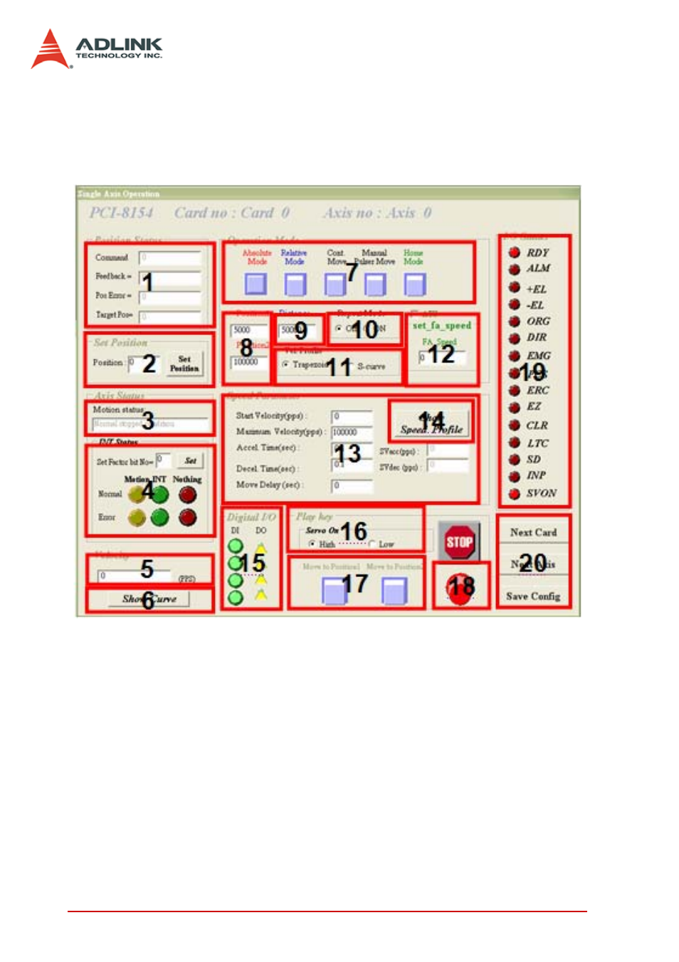 5 single axis operation menu, Single axis operation menu | ADLINK PCI-8154 User Manual | Page 110 / 228