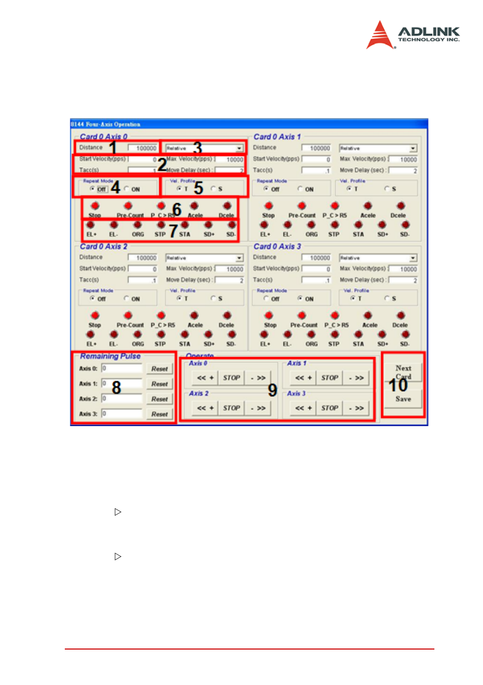 6 four-axis operation menu, Four-axis operation menu | ADLINK PCI-8144 User Manual | Page 73 / 166