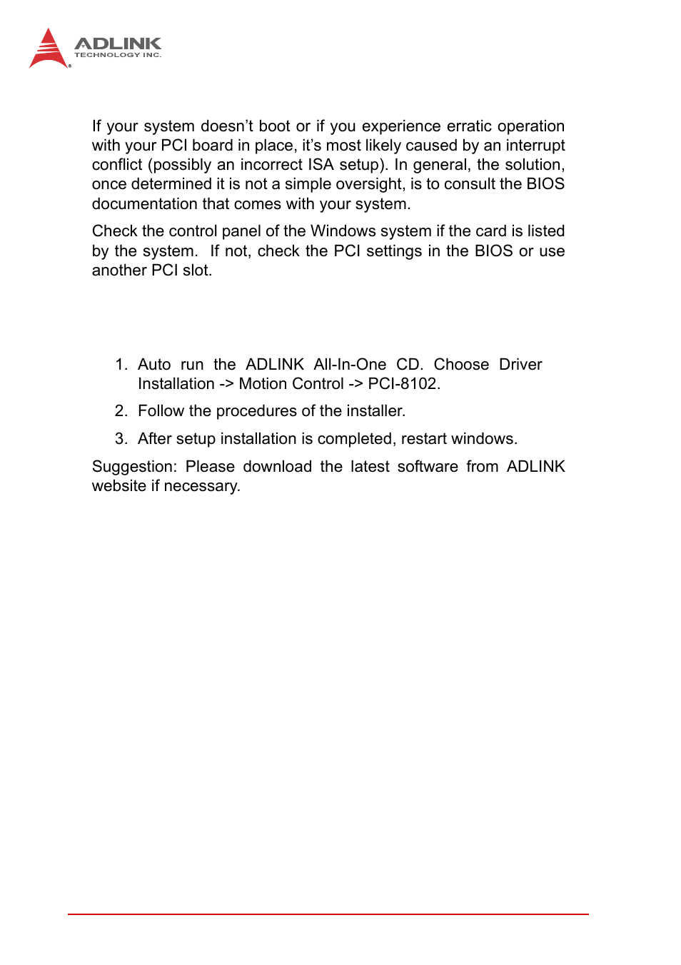 4 troubleshooting, 4 software driver installation, Troubleshooting | Software driver installation | ADLINK PCI-8102 User Manual | Page 23 / 211