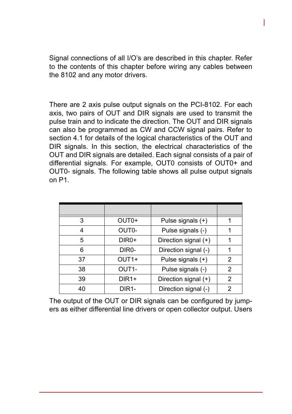 3 signal connections, 1 pulse output signals out and dir, Pulse output signals out and dir | 3signal connections | ADLINK PCI-8102 User Manual | Page 32 / 211