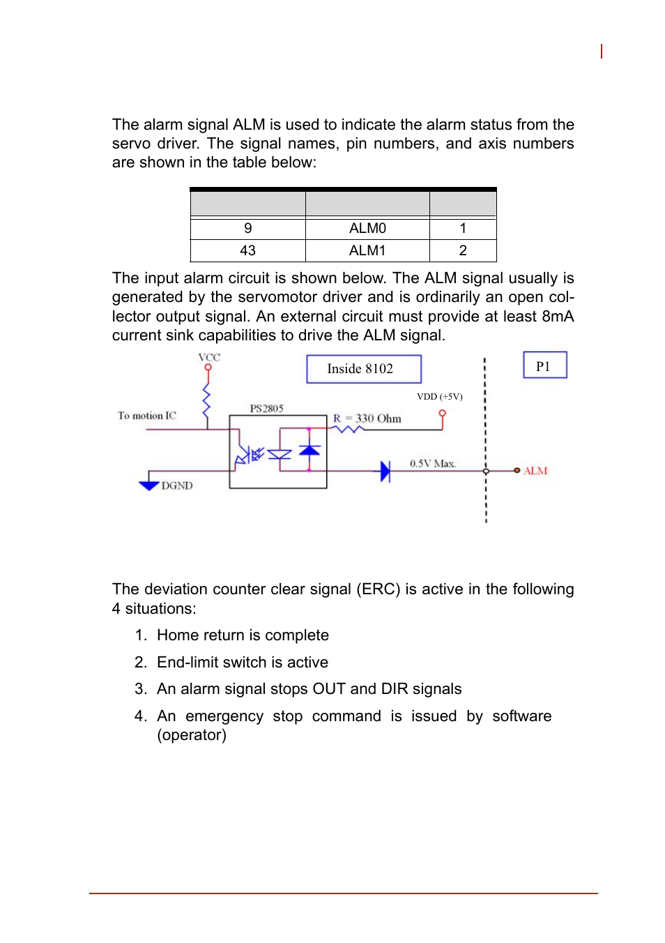 7 alarm signal alm, 8 deviation counter clear signal erc, Alarm signal alm | Deviation counter clear signal erc | ADLINK PCI-8102 User Manual | Page 40 / 211