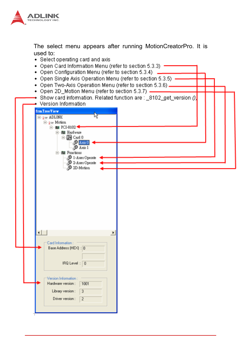 2 select menu, Select menu | ADLINK PCI-8102 User Manual | Page 99 / 211
