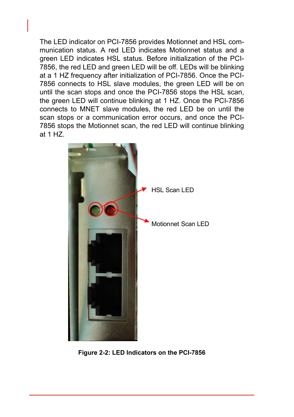 Figure 2-2: led indicators on the pci-7856 | ADLINK PCI-7856 User Manual | Page 22 / 86