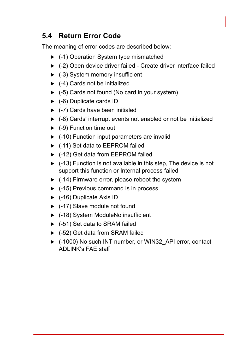 4 return error code, Return error code | ADLINK PCI-7856 User Manual | Page 81 / 86