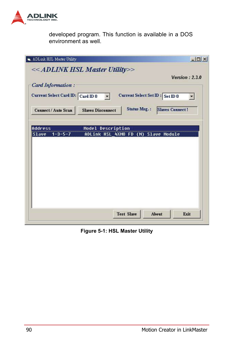 Figure 5-1: hsl master utility | ADLINK HSL-4XMO User Manual | Page 100 / 116