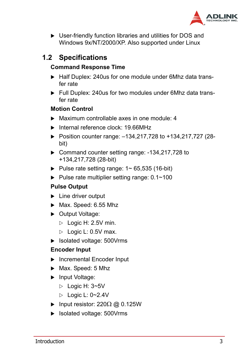 2 specifications, Specifications | ADLINK HSL-4XMO User Manual | Page 13 / 116