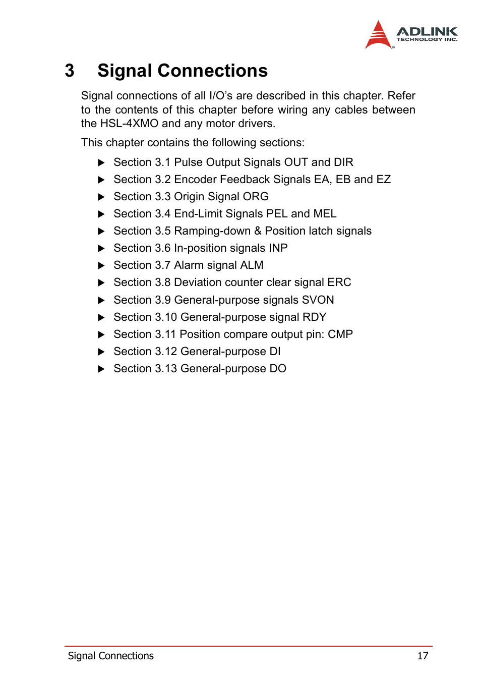 3 signal connections, 3signal connections | ADLINK HSL-4XMO User Manual | Page 27 / 116