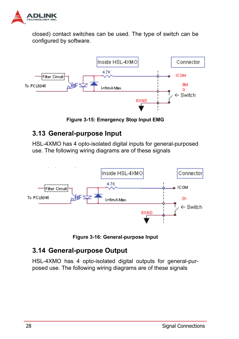 13 general-purpose input, 14 general-purpose output | ADLINK HSL-4XMO User Manual | Page 38 / 116