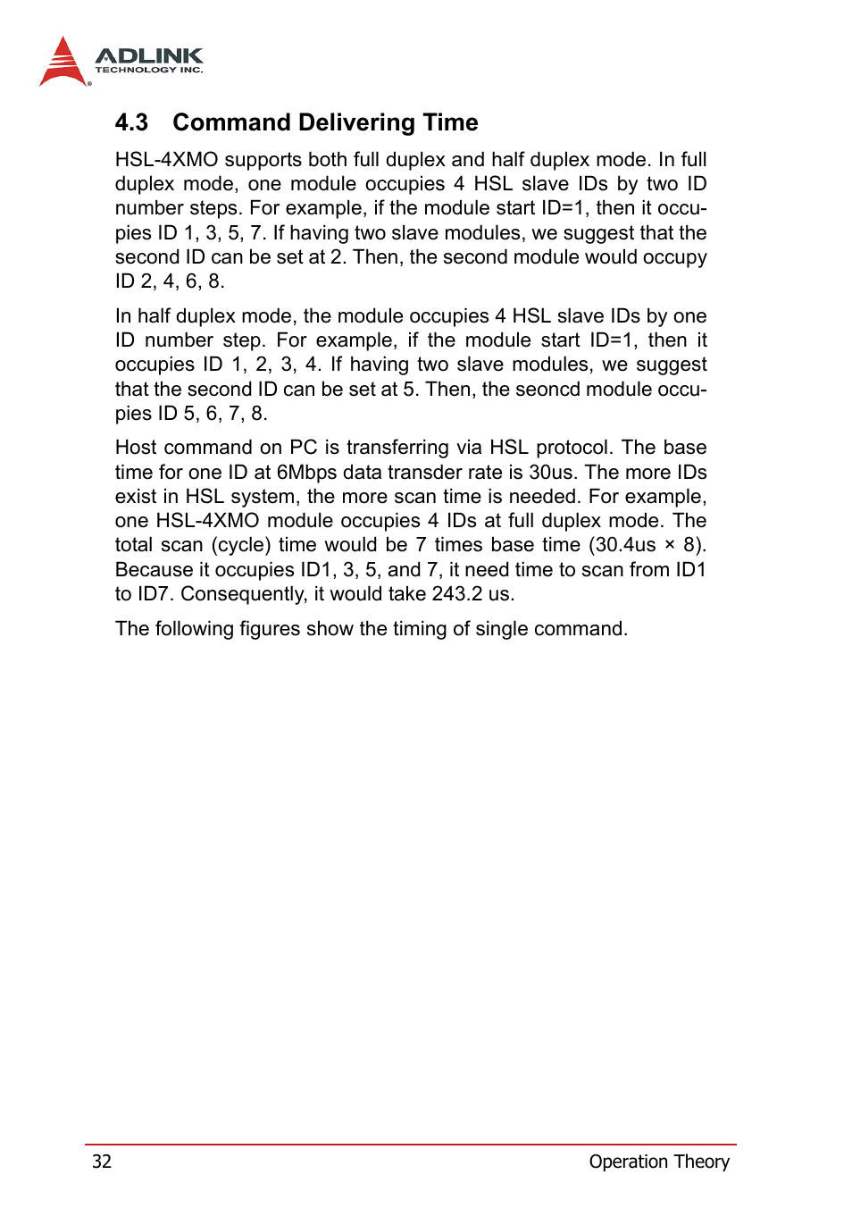 3 command delivering time, Command delivering time | ADLINK HSL-4XMO User Manual | Page 42 / 116