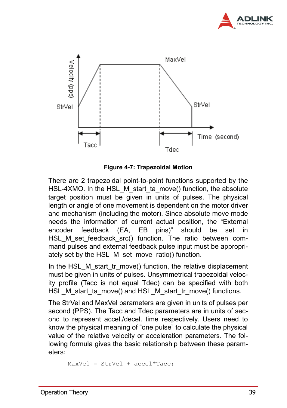 Figure 4-7: trapezoidal motion | ADLINK HSL-4XMO User Manual | Page 49 / 116
