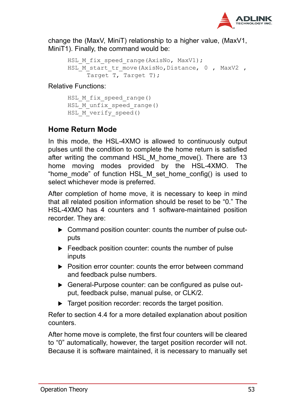 Home return mode | ADLINK HSL-4XMO User Manual | Page 63 / 116