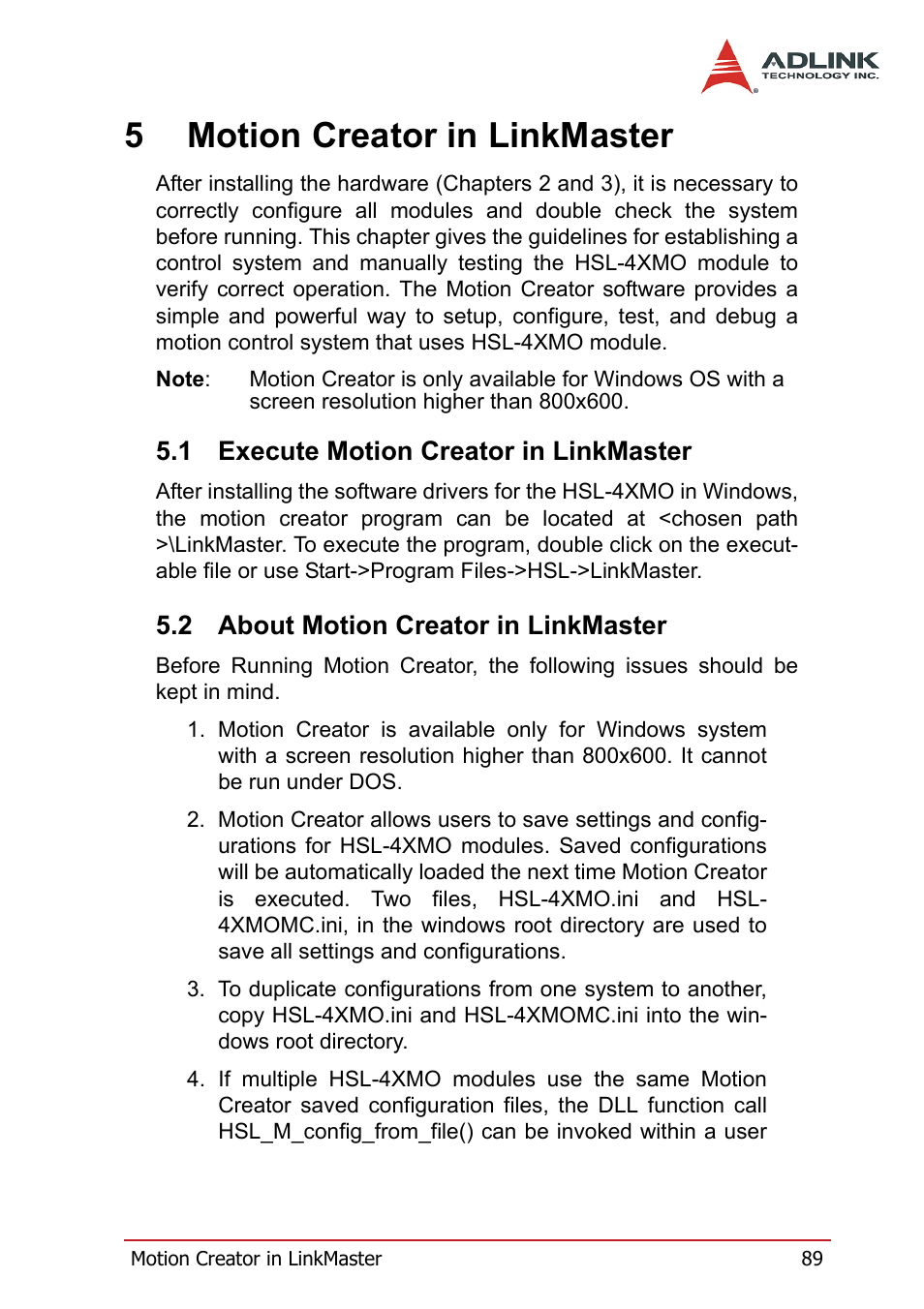 5 motion creator in linkmaster, 1 execute motion creator in linkmaster, 2 about motion creator in linkmaster | Execute motion creator in linkmaster, About motion creator in linkmaster, 5motion creator in linkmaster | ADLINK HSL-4XMO User Manual | Page 99 / 116