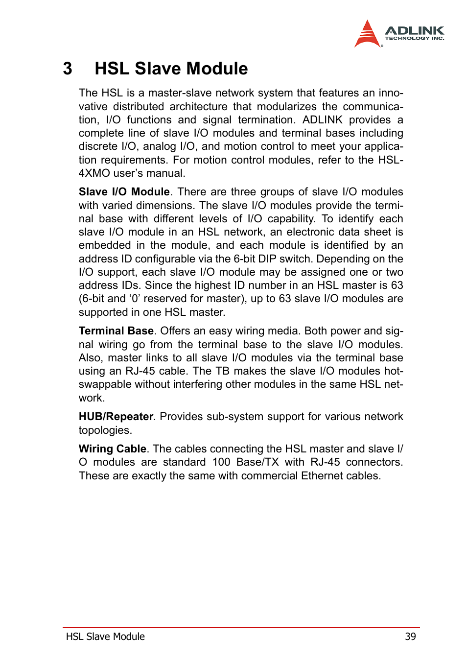 3 hsl slave module, 3hsl slave module | ADLINK HSL-DI16DO16-M-NN User Manual | Page 52 / 137