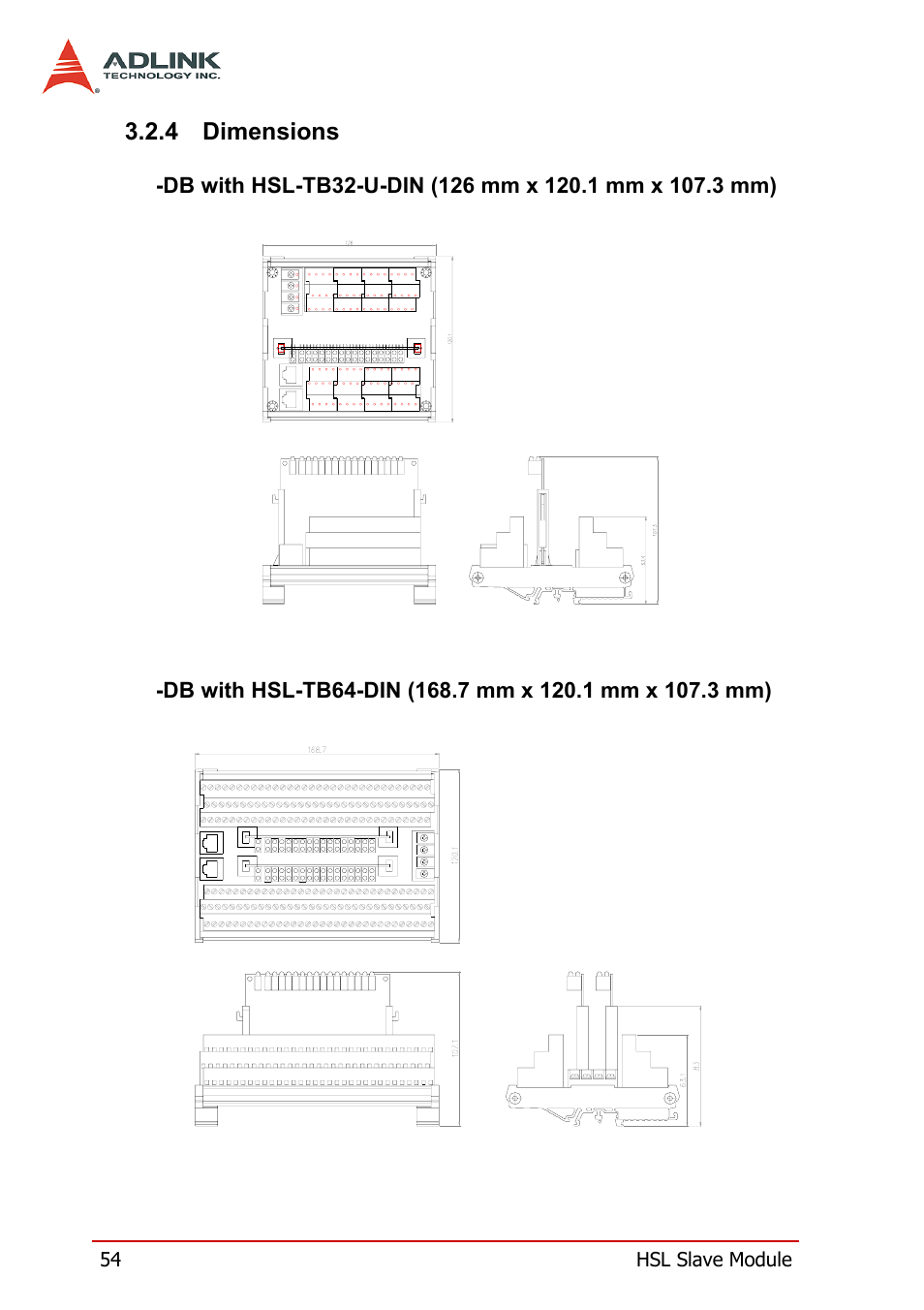 4 dimensions, Dimensions | ADLINK HSL-DI16DO16-M-NN User Manual | Page 67 / 137