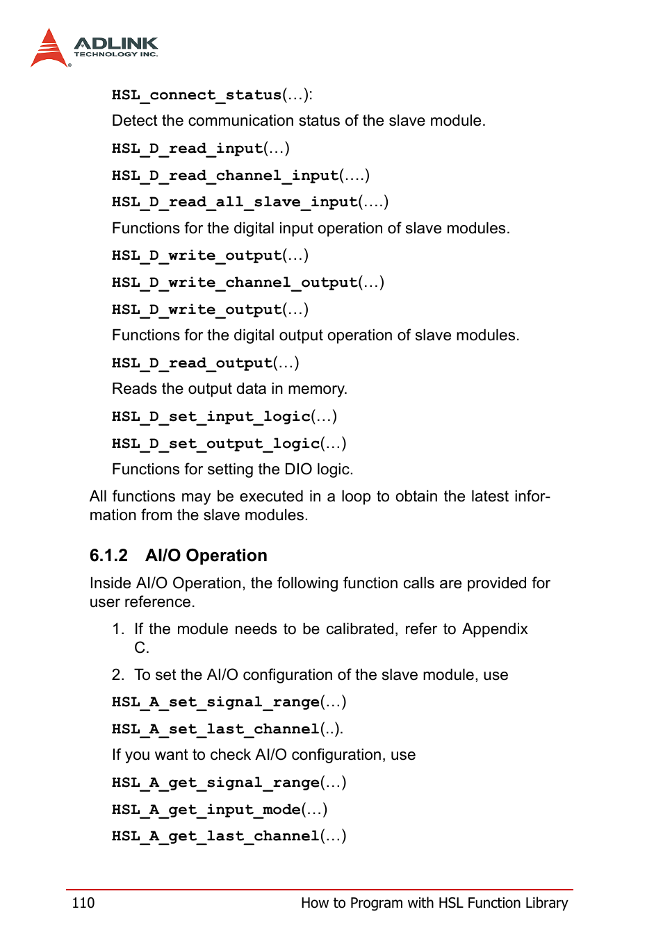 2 ai/o operation, Ai/o operation | ADLINK HSL-DI32-M-N/HSL-DI32-M-P User Manual | Page 123 / 137