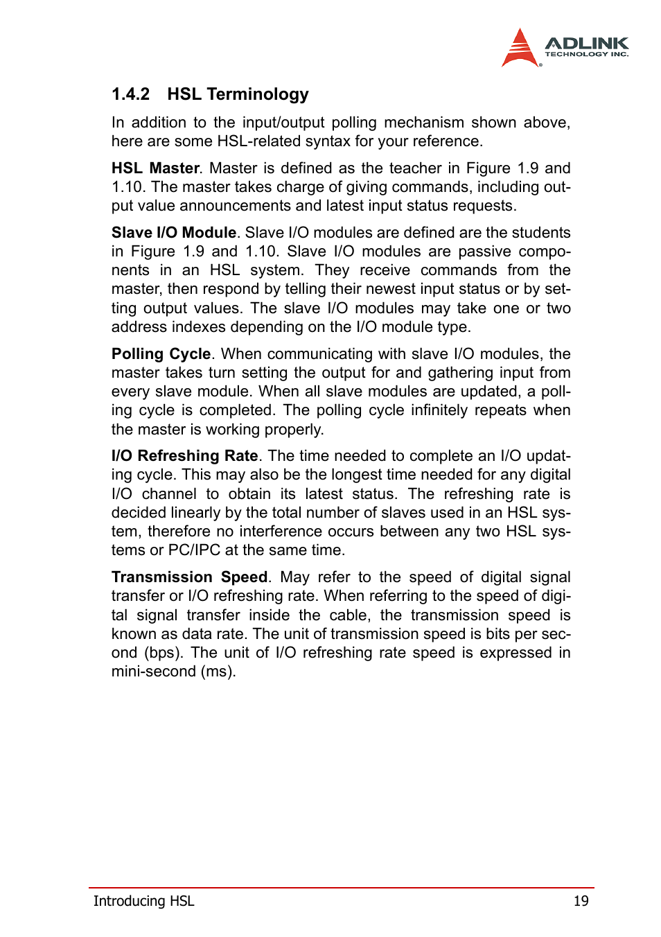 2 hsl terminology, Hsl terminology | ADLINK HSL-DI32-M-N/HSL-DI32-M-P User Manual | Page 32 / 137