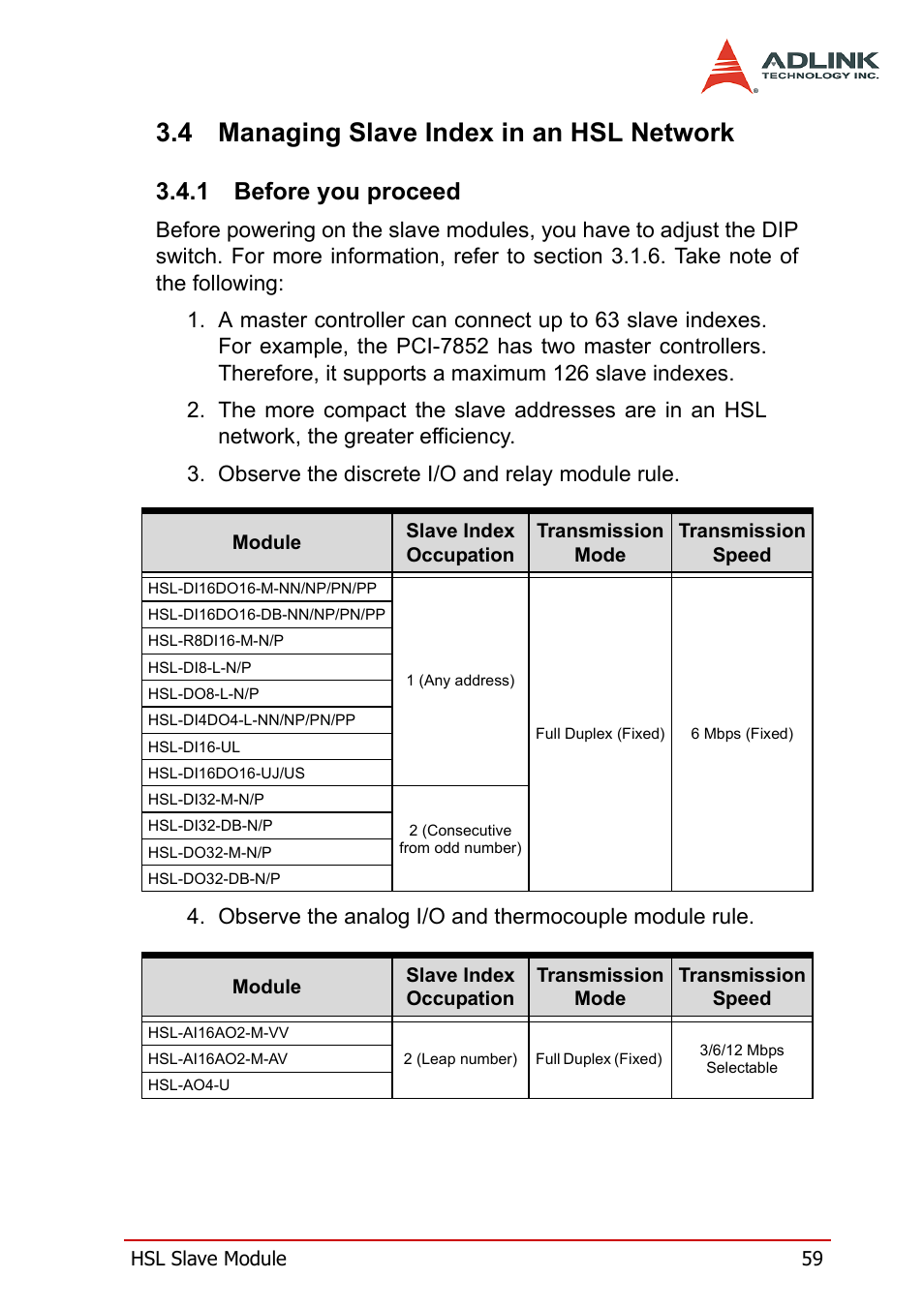 4 managing slave index in an hsl network, 1 before you proceed, Managing slave index in an hsl network | Before you proceed | ADLINK HSL-DO32-M-N/HSL-DO32-M-P User Manual | Page 72 / 137