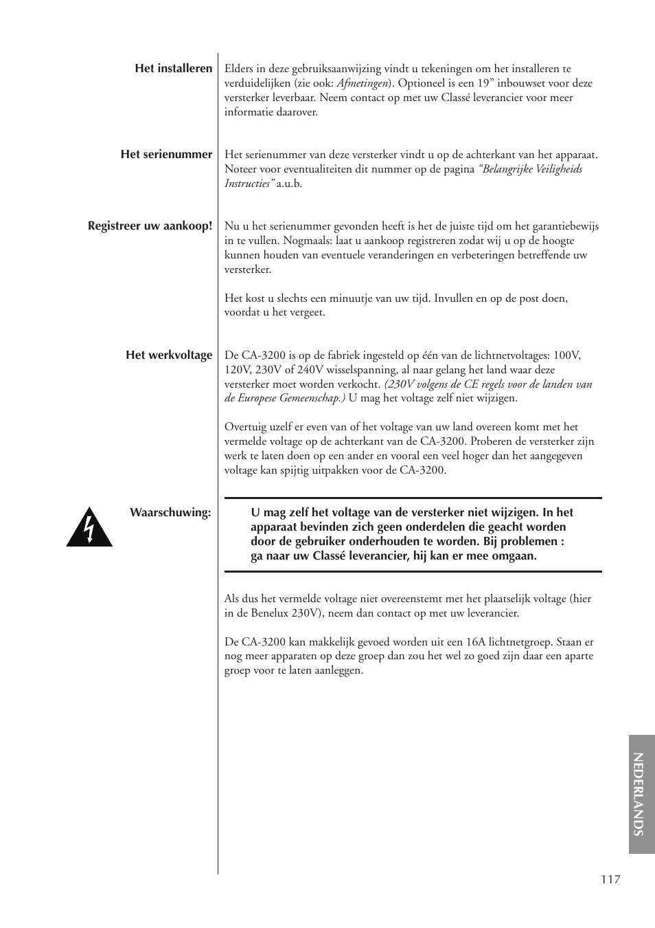 Classe Audio CA-3200 User Manual | Page 117 / 136