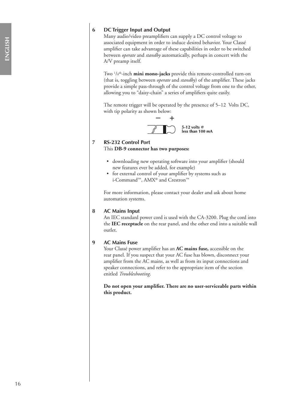 Classe Audio CA-3200 User Manual | Page 16 / 136