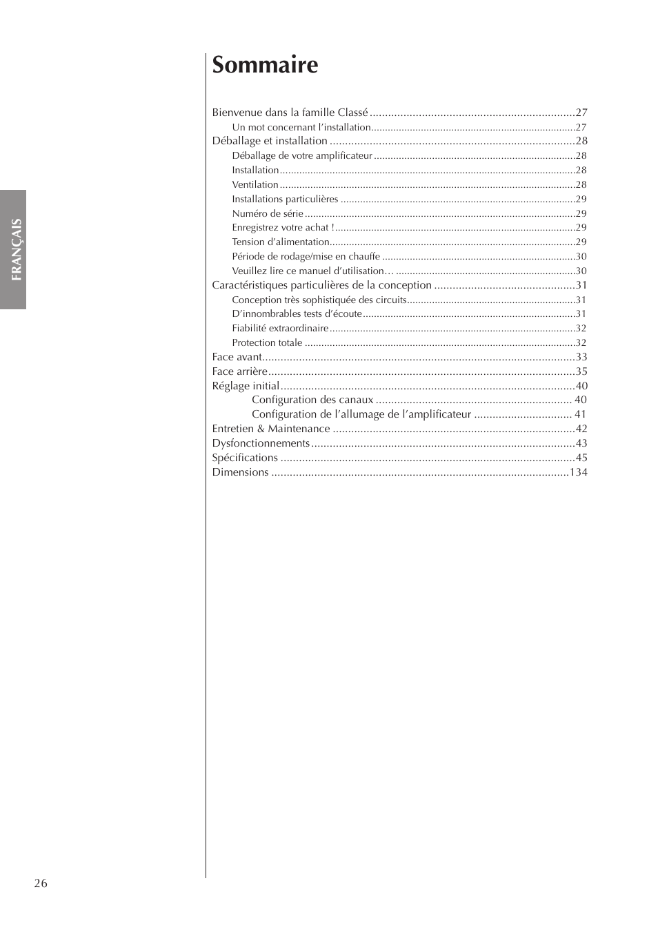 Sommaire | Classe Audio CA-3200 User Manual | Page 26 / 136