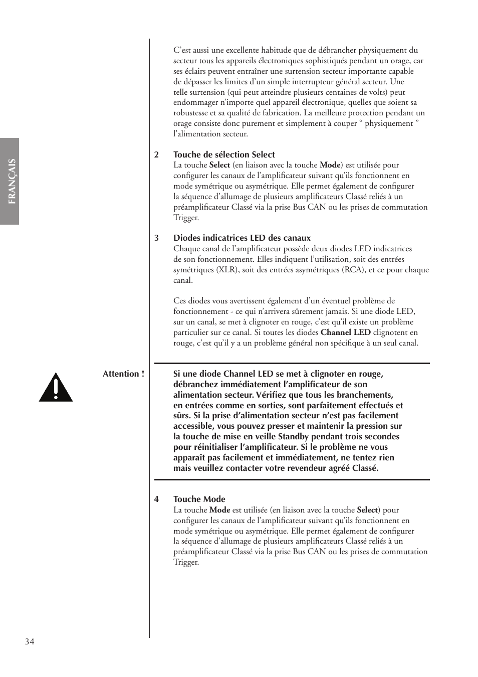 Classe Audio CA-3200 User Manual | Page 34 / 136