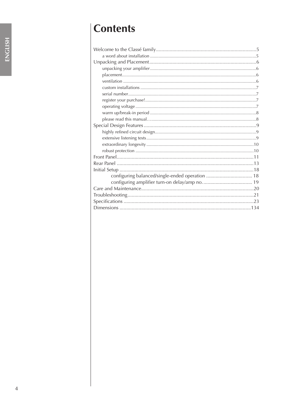 Classe Audio CA-3200 User Manual | Page 4 / 136