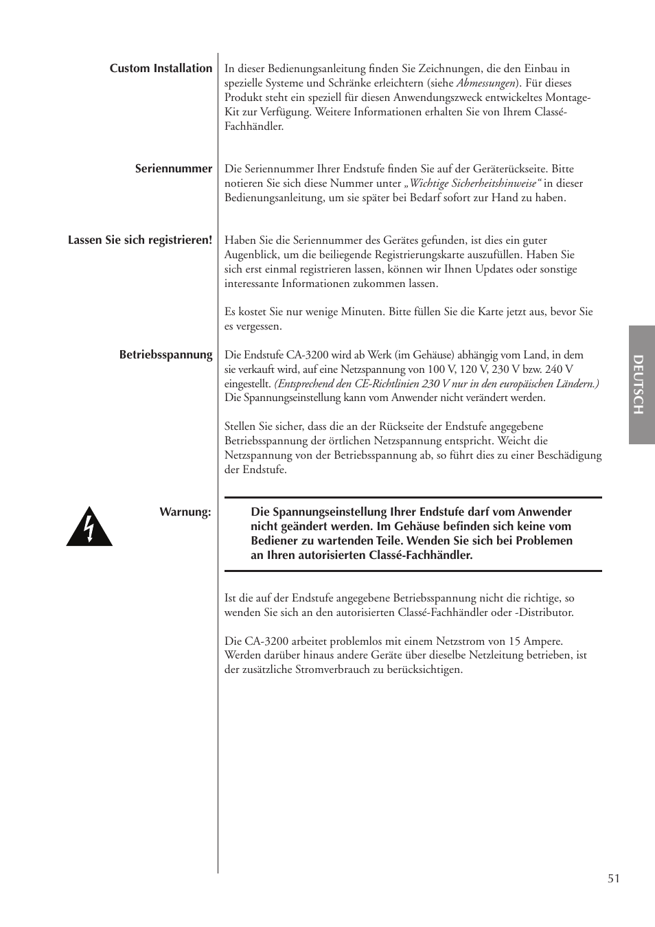 Classe Audio CA-3200 User Manual | Page 51 / 136