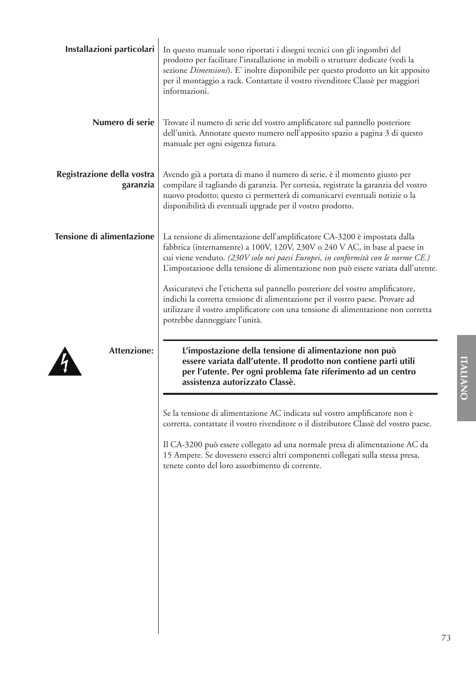 Classe Audio CA-3200 User Manual | Page 73 / 136
