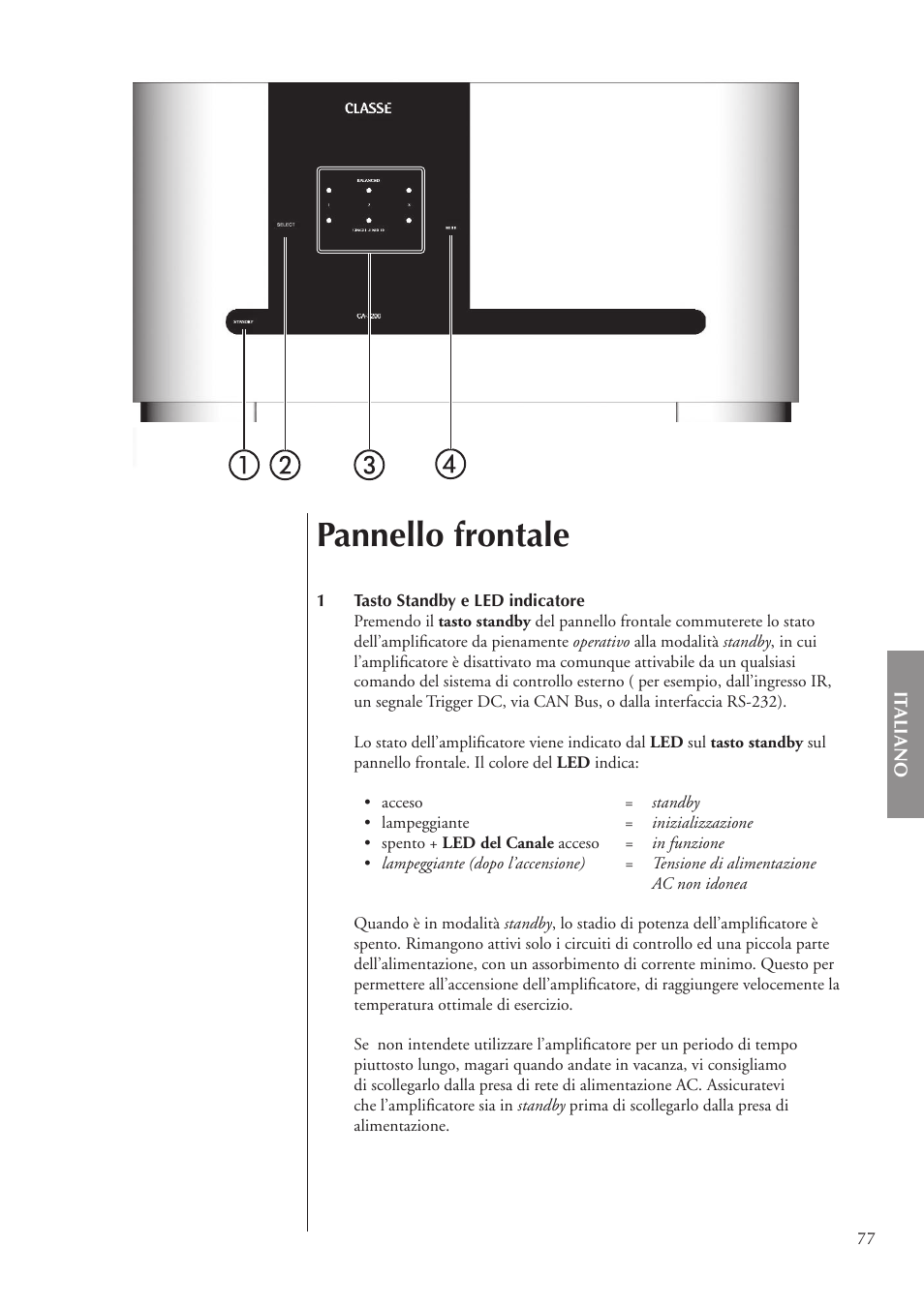 Pannello frontale | Classe Audio CA-3200 User Manual | Page 77 / 136