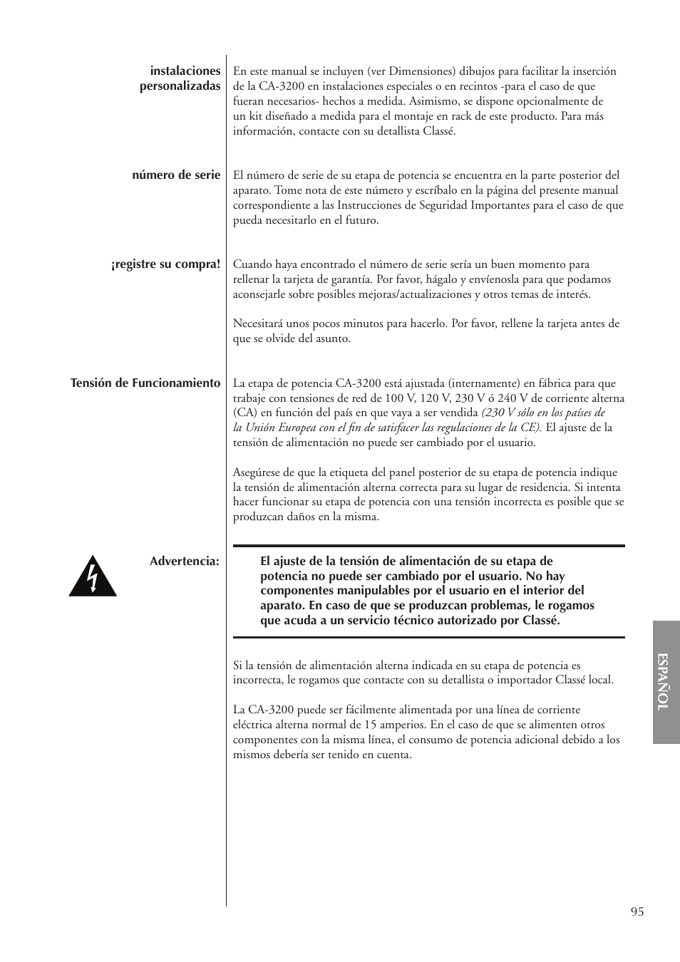 Classe Audio CA-3200 User Manual | Page 95 / 136