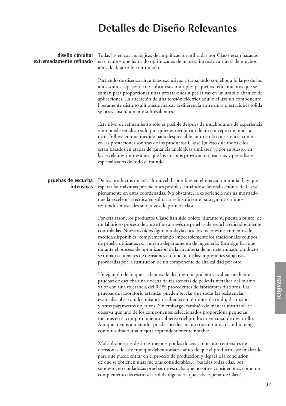 Detalles de diseño relevantes | Classe Audio CA-3200 User Manual | Page 97 / 136