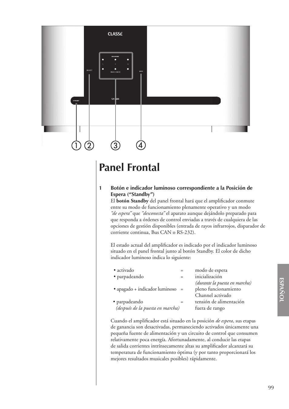 Panel frontal | Classe Audio CA-3200 User Manual | Page 99 / 136