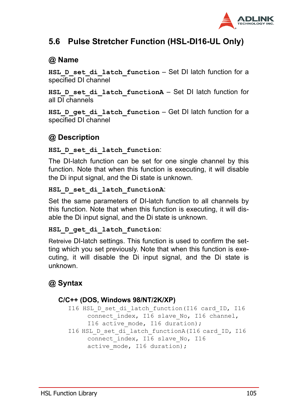 6 pulse stretcher function (hsl-di16-ul only), Pulse stretcher function (hsl-di16-ul only) | ADLINK HSL-AI16AO2-M-VV/-AV User Manual | Page 118 / 137