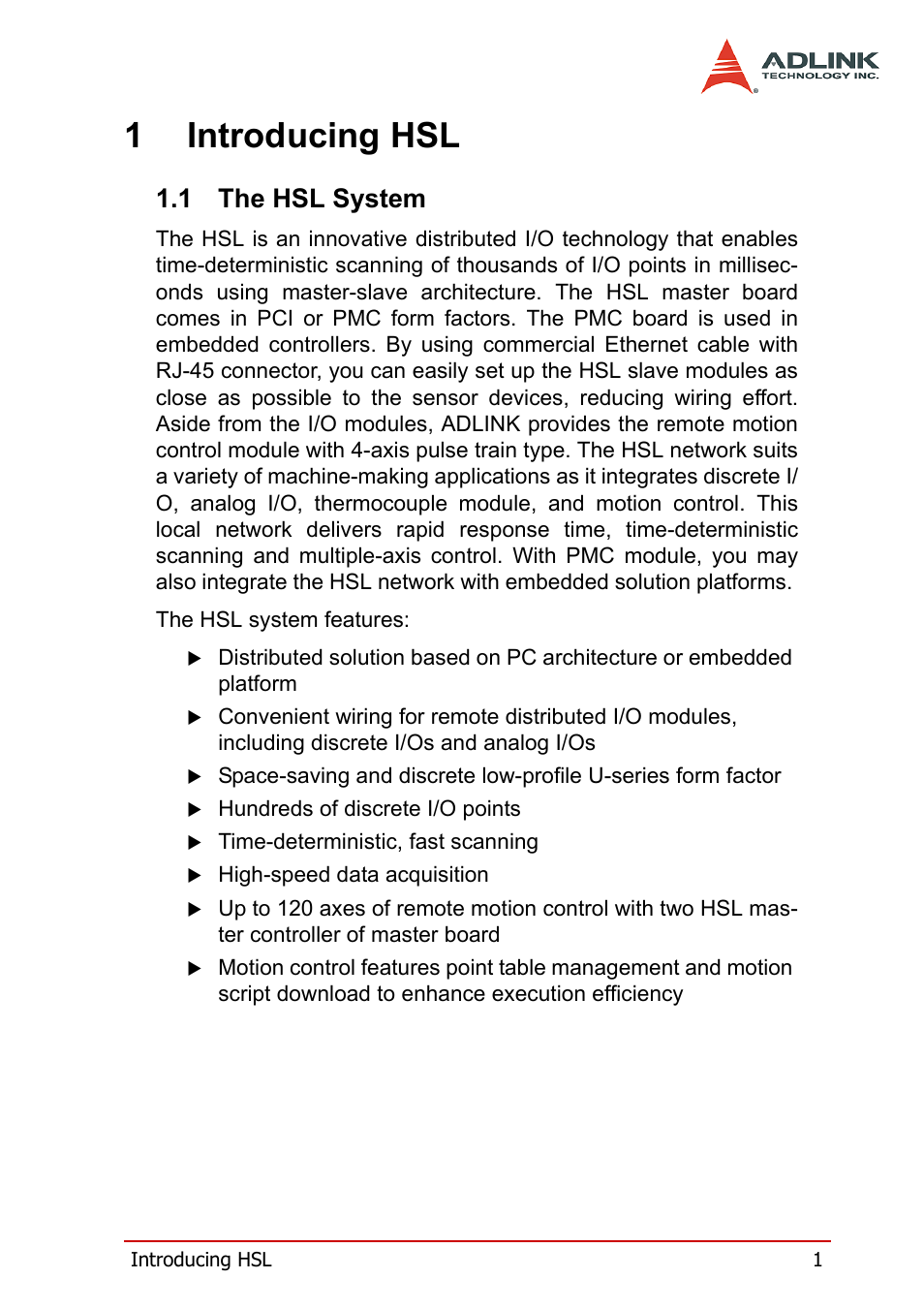 1 introducing hsl, 1 the hsl system, The hsl system | 1introducing hsl | ADLINK HSL-AI16AO2-M-VV/-AV User Manual | Page 14 / 137