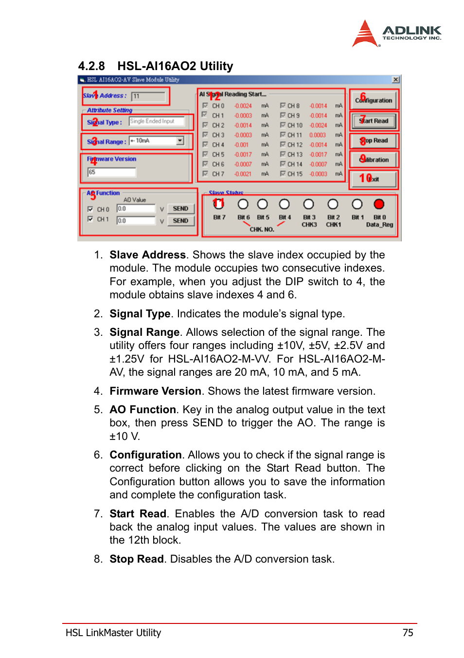 8 hsl-ai16ao2 utility, Hsl-ai16ao2 utility | ADLINK HSL-AI16AO2-M-VV/-AV User Manual | Page 88 / 137