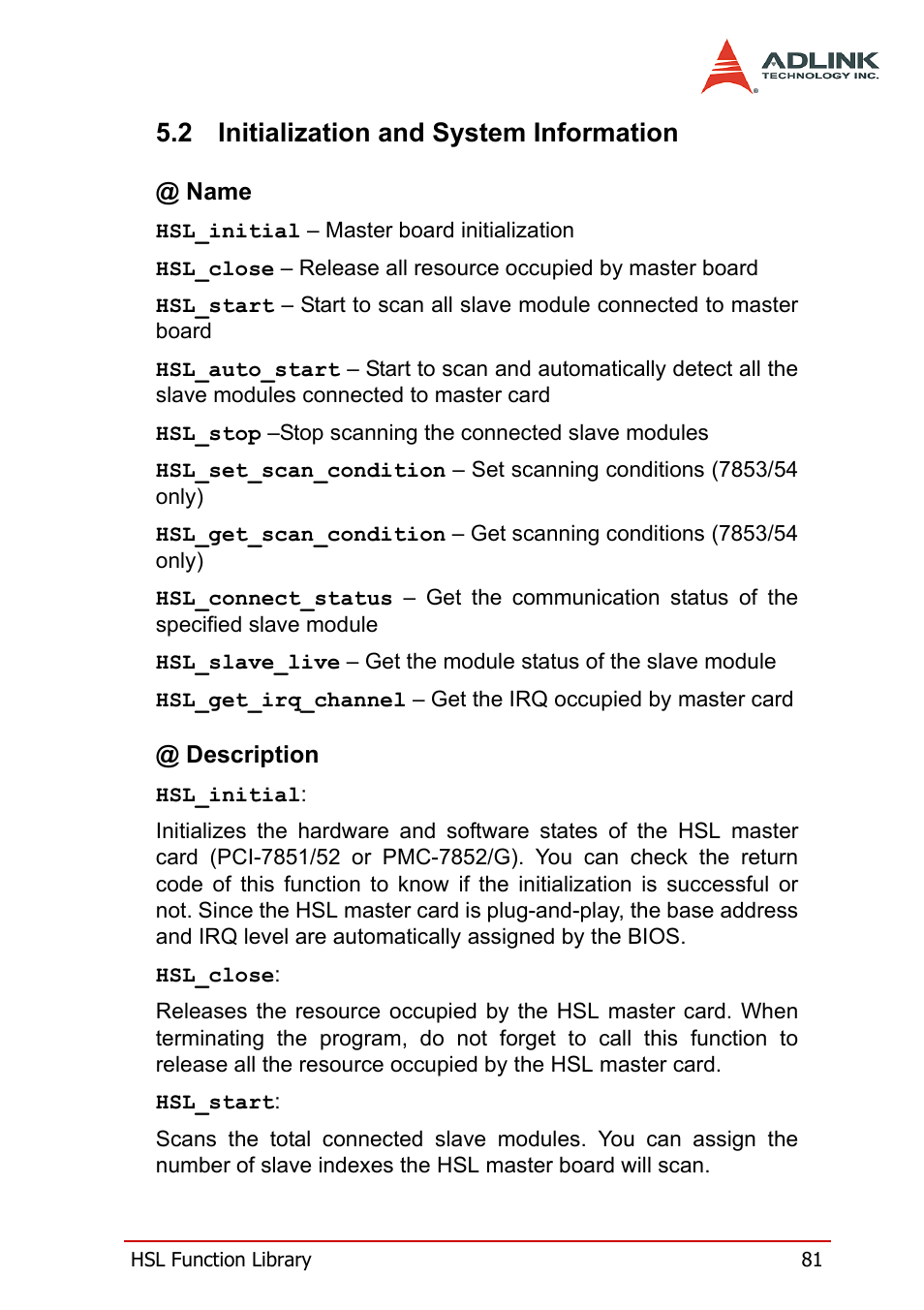 2 initialization and system information, Initialization and system information | ADLINK HSL-AI16AO2-M-VV/-AV User Manual | Page 94 / 137
