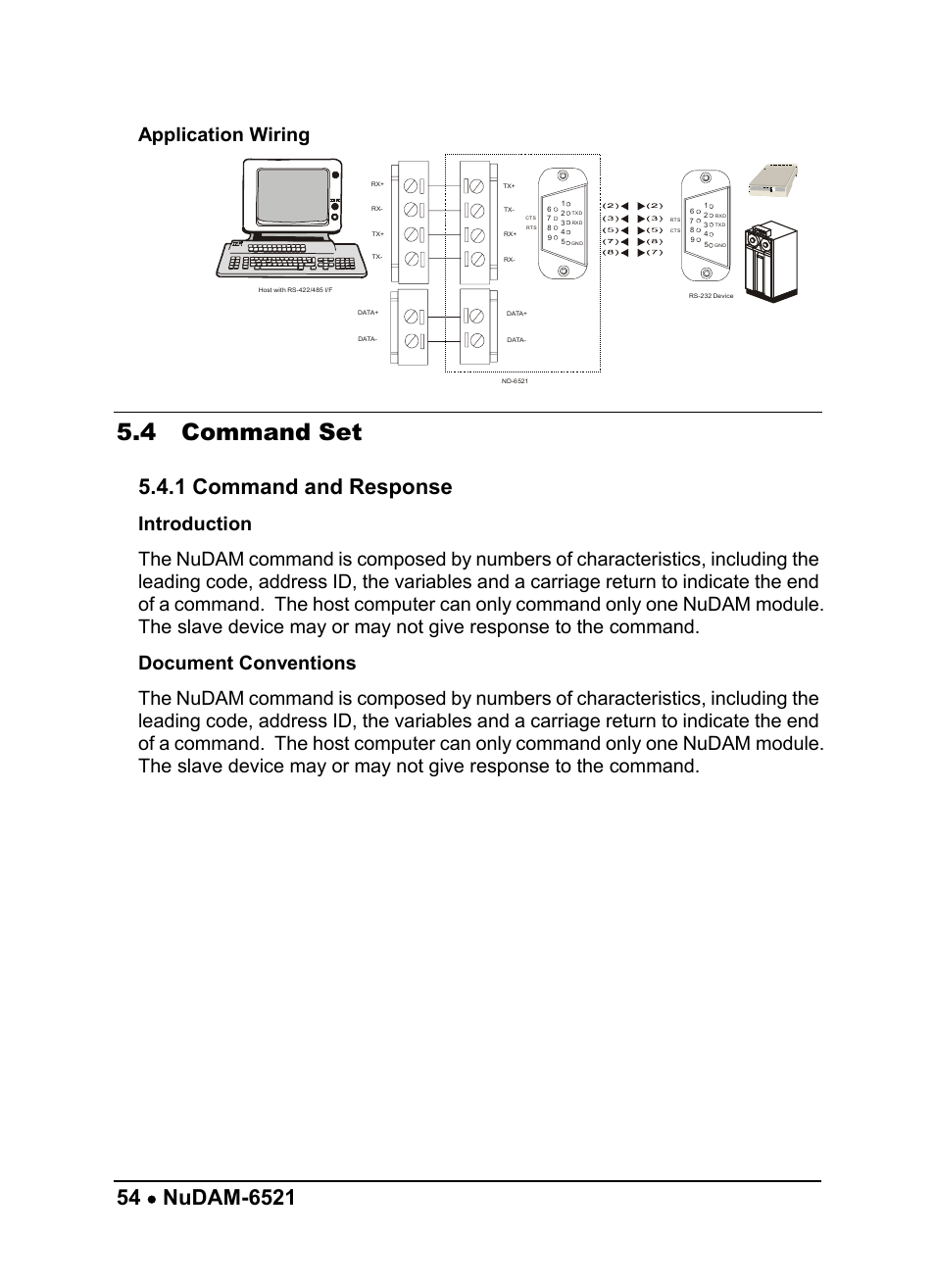 4 command set, 1 command and response, Application wiring | ADLINK ND-6520 User Manual | Page 58 / 95