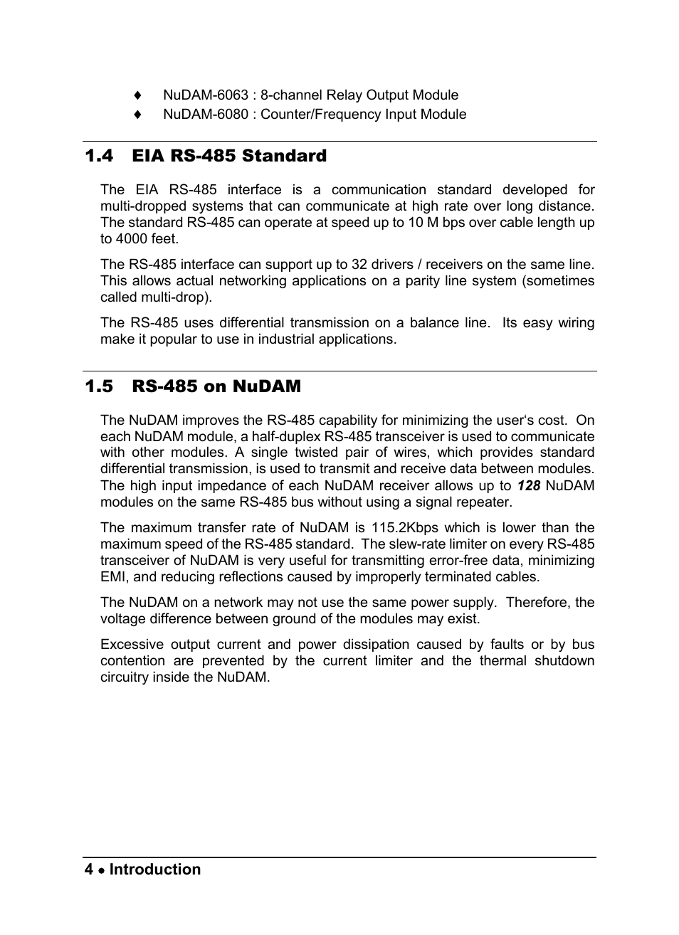 4 eia rs-485 standard, 5 rs-485 on nudam | ADLINK ND-6520 User Manual | Page 8 / 95