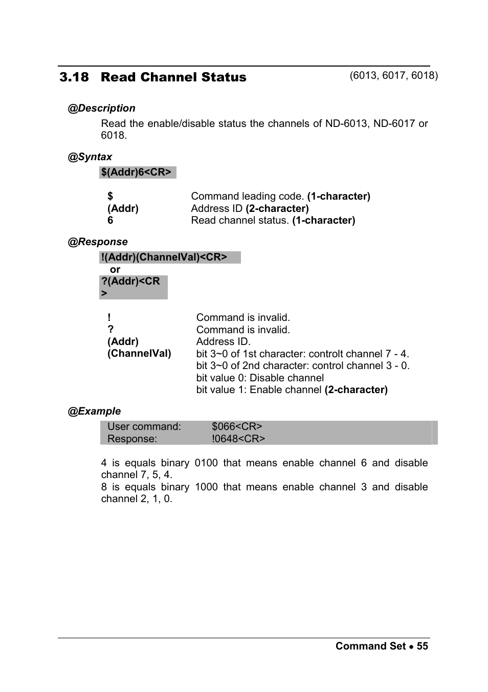 18 read channel status | ADLINK ND-6017 User Manual | Page 63 / 108