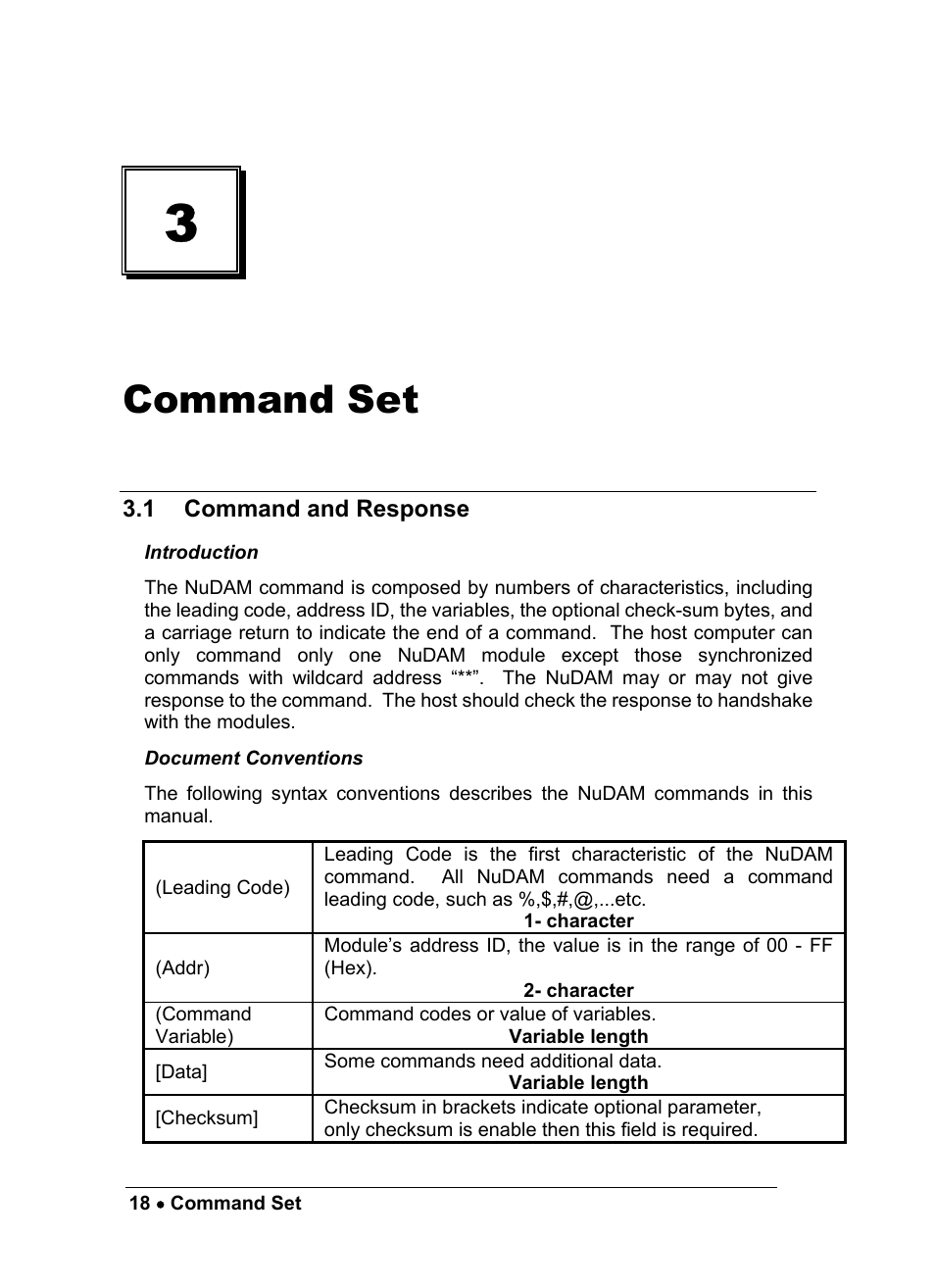 Command set | ADLINK ND-6021 User Manual | Page 24 / 65