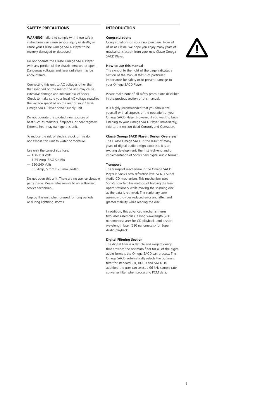Classe Audio Omega Super Audio User Manual | Page 3 / 12