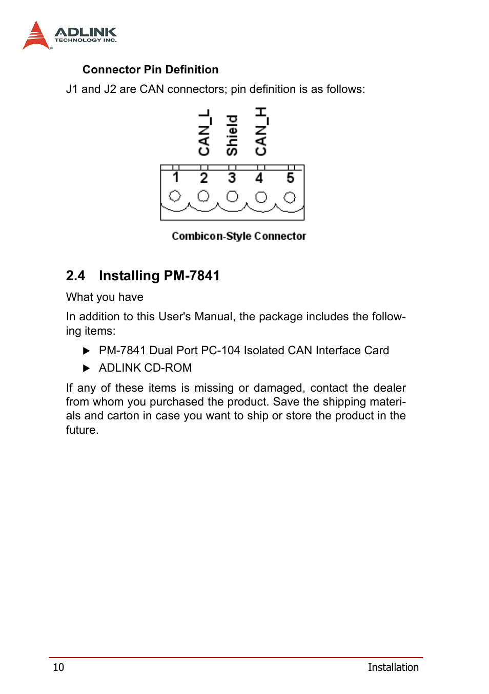 4 installing pm-7841, Installing pm-7841 | ADLINK PCI-7841/cPCI-7841 User Manual | Page 18 / 52