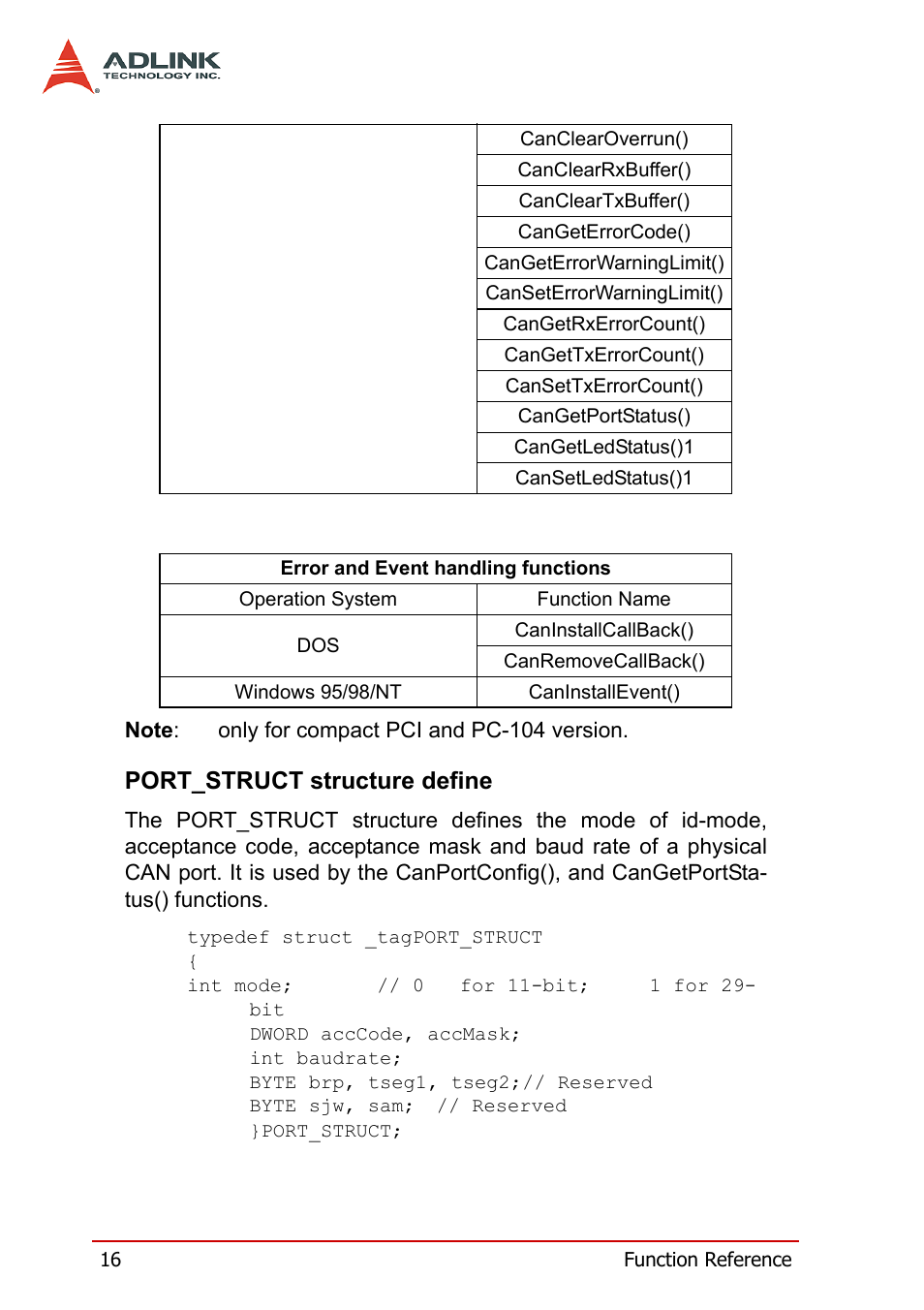Port_struct structure define | ADLINK PCI-7841/cPCI-7841 User Manual | Page 24 / 52